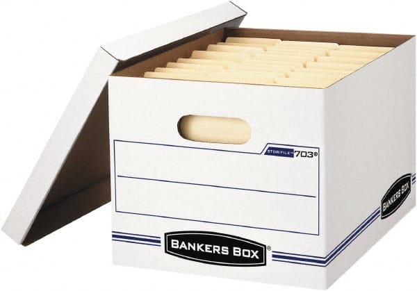 BANKERS BOX - 1 Compartment, 12-1/2" Wide x 10-1/2" High x 16-1/4" Deep, Storage Box - Corrugated Cardboard, White - Exact Tooling