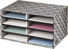 BANKERS BOX - 8 Compartments, 19-1/2" Wide x 10-1/4" High x 12-3/8" Deep, Literature Organizer - Corrugated Cardboard, White/Black - Exact Tooling