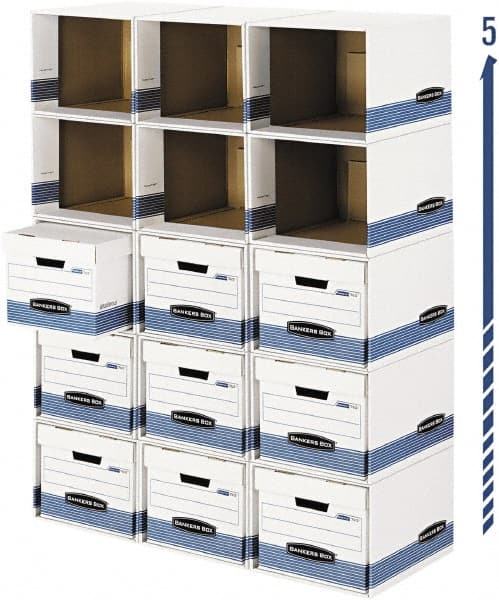BANKERS BOX - 1 Compartment, 6-1/2" Wide x 21-3/4" High x 6-1/2" Deep, Storage Box - Corrugated, White/Blue - Exact Tooling