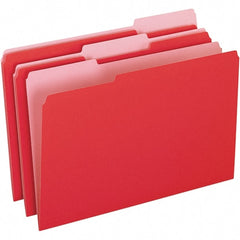 Pendaflex - 9-1/2 x 14-5/8", Legal, Red/Light Red, File Folders with Top Tab - 11 Point Stock, Assorted Tab Cut Location - Exact Tooling