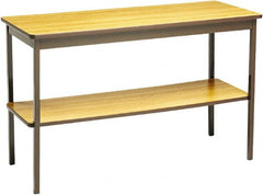 Barricks - 18" Long x 48" Wide x 30" High Stationary Rectangular Utility Tables - 3/4" Thick, Oak & Brown, Wood Grain Laminate/Steel - Exact Tooling