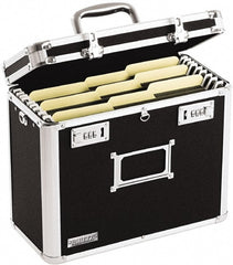 Vaultz - 1 Compartment, 13-3/4" Wide x 12-1/4" High x 7-1/4" Deep, Portable Storage Box - Aluminum, Chrome, PVC & Rubber, Black - Exact Tooling