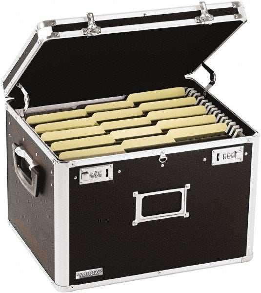 Vaultz - 1 Compartment, 17-1/2" Wide x 12-1/2" High x 14" Deep, File Storage Boxes - Aluminum, Chrome, PVC & Rubber, Black - Exact Tooling