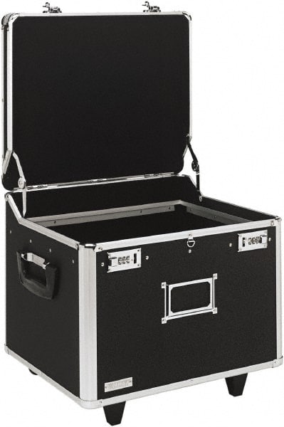 Vaultz - 1 Compartment, 15-1/4" Wide x 11-1/2" High x 12-1/4" Deep, Portable Storage Box - Aluminum, Chrome & PVC, Black - Exact Tooling