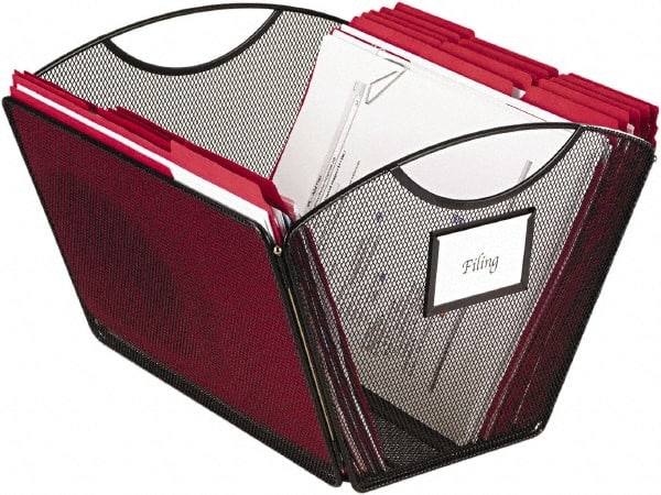 Safco - 1 Compartment, 12-1/2" Wide x 9-1/2" High x 13-3/4" Deep, File Storage Boxes - Steel & Mesh, Black - Exact Tooling