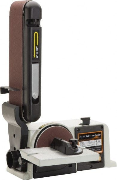 Enco - 36" Long x 4" Wide Belt, 6" Diam, Horizontal & Vertical Combination Sanding Machine - 1,745 Ft/min Belt Speed, 1/2 hp, Single Phase - Exact Tooling
