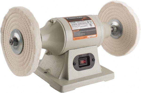 Enco - 8" Wheel Diam x 1/2" Wheel Width, 3/4 hp Buffer - 5/8" Arbor Hole Diam, 1 Phase, 3,450 Max RPM, 120 Volts - Exact Tooling
