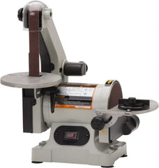 Enco - 30 Inch Long x 1 Inch Wide Belt, 5 Inch Diameter, Vertical Combination Sanding Machine - 3,340 Ft./min Belt Speed, 1/3 HP, Single Phase - Exact Tooling