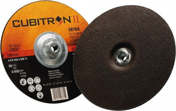 3M - 36 Grit, 9" Wheel Diam, 1/8" Wheel Thickness, Type 27 Depressed Center Wheel - Ceramic, 6,650 Max RPM - Exact Tooling