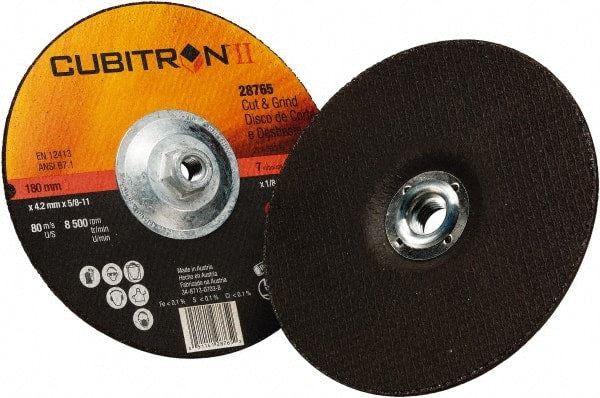 3M - 36 Grit, 7" Wheel Diam, 1/8" Wheel Thickness, Type 27 Depressed Center Wheel - Ceramic, 8,500 Max RPM - Exact Tooling