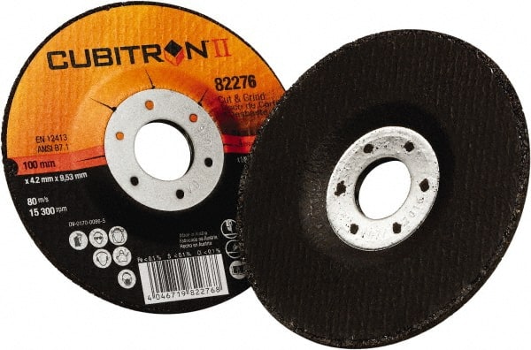 3M - 36 Grit, 4" Wheel Diam, 1/8" Wheel Thickness, 3/8" Arbor Hole, Type 27 Depressed Center Wheel - Ceramic, 15,300 Max RPM - Exact Tooling