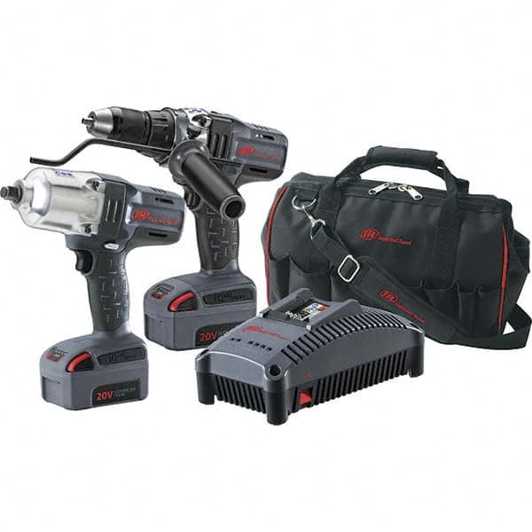 Ingersoll-Rand - 20 Volt Cordless Tool Combination Kit - Includes 1/2" High Torque Impact Wrench & 1/2" Drill/Driver, Lithium-Ion Battery Included - Exact Tooling