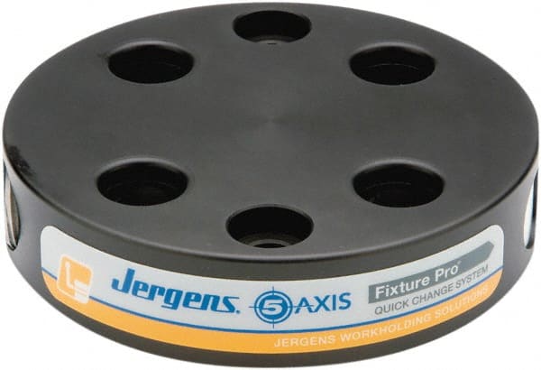 Jergens - Round Aluminum CNC Clamping Pallet - 130mm Diam x 30mm Thick - Exact Tooling