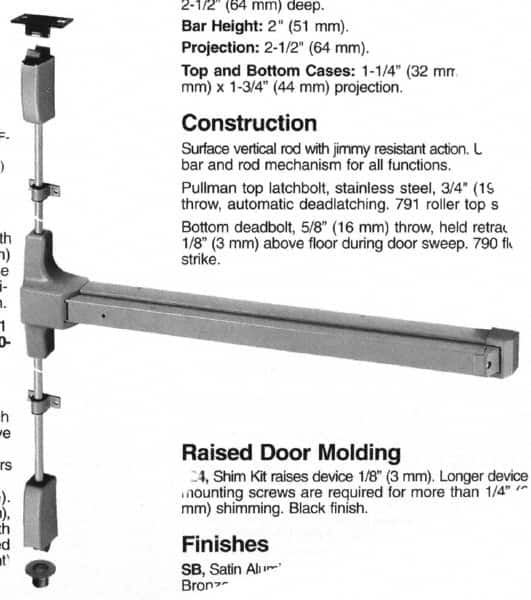 Yale - Flatbars Hand: RHR Rating: Panic Rated - Exact Tooling