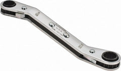 Lang - 5/16" x 11/32" 12 Point Reversible Ratcheting Offset Box Wrench - Double End, 4-1/4" OAL, Steel, 25° Offset - Exact Tooling