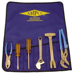 Ampco - 6 Piece Nonsparking Tool Set - Comes in Tool Roll - Exact Tooling