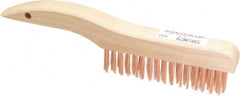 Ampco - 4 Rows x 16 Columns Bronze Shoe Handle Wire Brush - 10" OAL, 1-1/8" Trim Length, Wood Shoe Handle - Exact Tooling