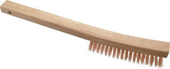 Ampco - 4 Rows x 19 Columns Bronze Curve-Handle Wire Brush - 13-3/4" OAL, 1-1/8" Trim Length, Wood Curved Handle - Exact Tooling