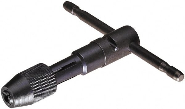 Vermont Tap & Die - #14 to 1/4" Tap Capacity, T Handle Tap Wrench - 3-3/4" Overall Length, Ratcheting - Exact Tooling