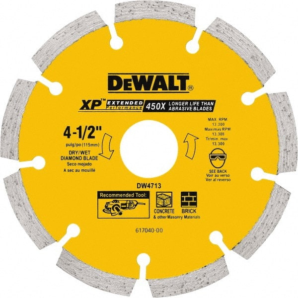 DeWALT - 5" Diam, 7/8" Arbor Hole Diam, 5 Tooth Wet & Dry Cut Saw Blade - Diamond Matrix, General Purpose Action, Standard Round Arbor - Exact Tooling