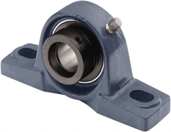 Tritan - 1-3/16" ID, 6.2992" OAL x 3.1496" OAH Pillow Block - 2,540 Lb Static Cap, 4,386 Lb Dyn Cap, 4.76" Btw Mnt Hole Ctrs, 1-9/16" Base-to-Ctr Ht, Cast Iron/Steel - Exact Tooling