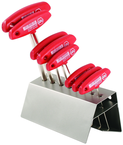 8 Piece - 2.0 - 10mm - T-Handle Hex Ergonomic Comfort Grip Metric Set in Metal Stand - Exact Tooling