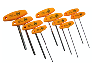 10 Piece - 3/32 - 3/8" - T-Handle Hex Ergonomic Comfort Grip Inch Set - Exact Tooling
