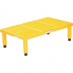 Vestil - 9" High x 19" Wide x 36" Deep, Yellow Step Stand - Steel, 500 Lb Capacity - Exact Tooling