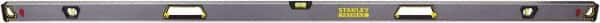 Stanley - 72" Long 3 Vial Box Beam Level - Aluminum, Black/Silver/Yellow, 1 Level & 2 Plumb Vials - Exact Tooling