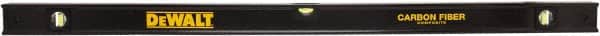 DeWALT - 48" Long 3 Vial Box Beam Level - Carbon Fiber, Black, 1 Level & 2 Plumb Vials - Exact Tooling