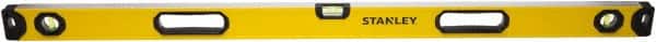 Stanley - 48" Long 3 Vial Box Beam Level - Aluminum, Yellow, 1 Level & 2 Plumb Vials - Exact Tooling