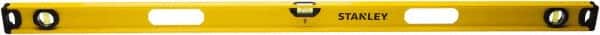Stanley - Magnetic 48" Long 3 Vial I-Beam Level - Aluminum, Yellow, 1 Level & 2 Plumb Vials - Exact Tooling