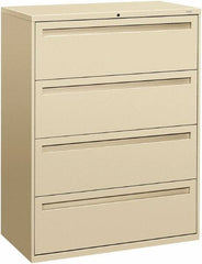Hon - 42" Wide x 53-1/4" High x 19-1/4" Deep, 4 Drawer Lateral File - Steel, Putty - Exact Tooling