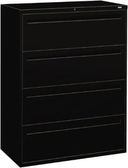 Hon - 42" Wide x 53-1/4" High x 19-1/4" Deep, 4 Drawer Lateral File - Steel, Black - Exact Tooling