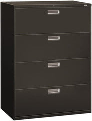 Hon - 42" Wide x 53-1/4" High x 19-1/4" Deep, 4 Drawer Lateral File - Steel, Charcoal - Exact Tooling
