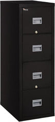 FireKing - 17-3/4" Wide x 52-3/4" High x 25" Deep, 4 Drawer Pedestal - Steel, Black - Exact Tooling