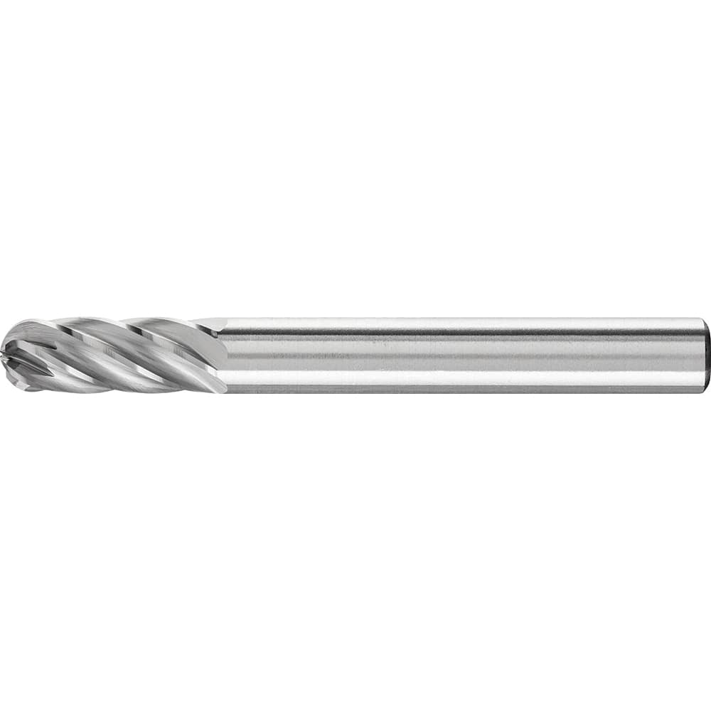 PFERD - SC-1, 1/4" Cut Diam, 1/4" Shank Diam, Carbide Inox Cut End Cut Cylinder with Radius End Burr - Exact Tooling