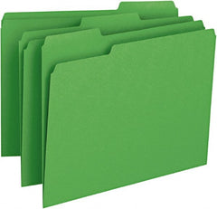 SMEAD - 8-1/2 x 11", Letter Size, Green, File Folders with Top Tab - 11 Point Stock, Assorted Tab Cut Location - Exact Tooling