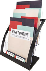 Deflect-o - 11-1/4" Wide x 6-15/16" Deep x 13-5/16" High, 3 Compartments, Polystyrene Magazine Stand - Black, 9-1/2" Compartment Width x 3-3/4" Compartment Depth x 11" Compartment Height - Exact Tooling