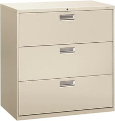 Hon - 42" Wide x 40-7/8" High x 19-1/4" Deep, 3 Drawer Lateral File - Steel, Light Gray - Exact Tooling