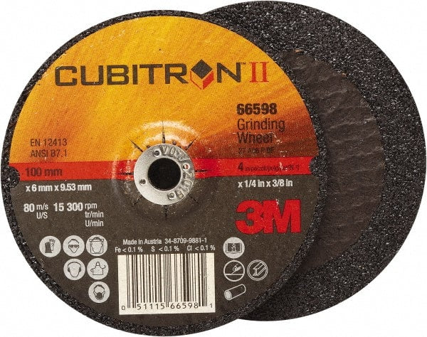 3M - 7" Wheel Diam, 7/8" Arbor Hole, Type 27 Depressed Center Wheel - Medium Grade, Ceramic, 8,500 Max RPM - Exact Tooling
