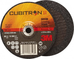 3M - 4-1/2" Wheel Diam, 7/8" Arbor Hole, Type 27 Depressed Center Wheel - Medium Grade, Ceramic, 13,300 Max RPM - Exact Tooling