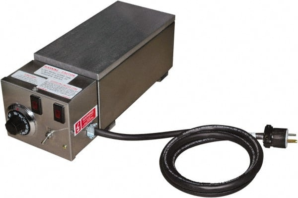 Valad Electric Heating - 12" Long x 6 Wide x 6" High, 110/120 Volt Hot Plate - 100 to 550°F, 1 Burner, Aluminum Plate, 1000 Watt, 9.2 Amps, 304 Stainless Steel Base - Exact Tooling
