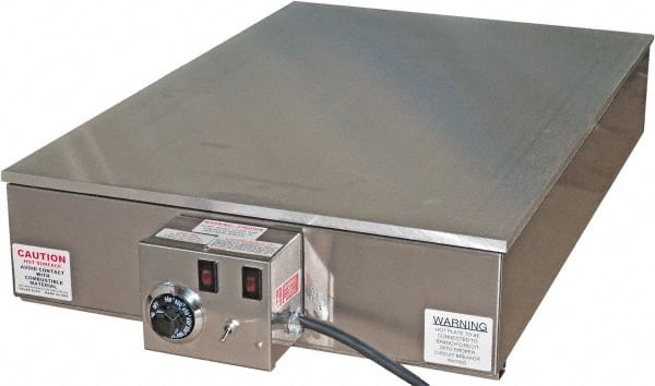 Valad Electric Heating - 24" Long x 24 Wide x 7" High, 220 Volt Hot Plate - 100 to 550°F, 1 Burner, Aluminum Plate, 2500 Watt, 11.4 Amps, 304 Stainless Steel Base - Exact Tooling