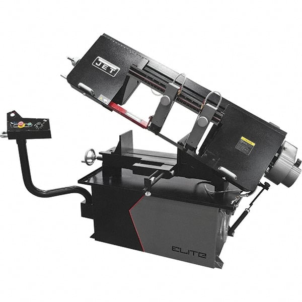 Jet - 10 x 18" Max Capacity, Manual Variable Speed Pulley Horizontal Bandsaw - 50 to 275 SFPM Blade Speed, 230 Volts, 1 Phase - Exact Tooling