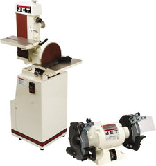 Jet - 48" Long x 6" Wide Belt, 12" Diam, Vertical Combination Sanding Machine - Exact Tooling