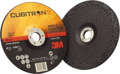3M - 36 Grit, 7" Wheel Diam, 1/4" Wheel Thickness, 7/8" Arbor Hole, Type 27 Depressed Center Wheel - Coarse Grade, Ceramic, Resinoid Bond, Q Hardness, 8,500 Max RPM, Compatible with Angle Grinder - Exact Tooling