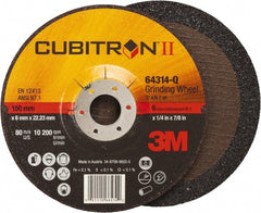 3M - 36 Grit, 6" Wheel Diam, 1/4" Wheel Thickness, 7/8" Arbor Hole, Type 27 Depressed Center Wheel - Coarse Grade, Ceramic, Resinoid Bond, Q Hardness, 10,200 Max RPM, Compatible with Angle Grinder - Exact Tooling