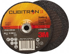 3M - 36 Grit, 4" Wheel Diam, 1/4" Wheel Thickness, 3/8" Arbor Hole, Type 27 Depressed Center Wheel - Coarse Grade, Ceramic, Resinoid Bond, Q Hardness, 15,000 Max RPM, Compatible with Angle Grinder - Exact Tooling