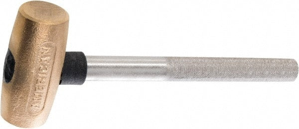 American Hammer - 2 Lb Head 1-1/2" Face Brass Hammer - 12" OAL, Steel Handle - Exact Tooling